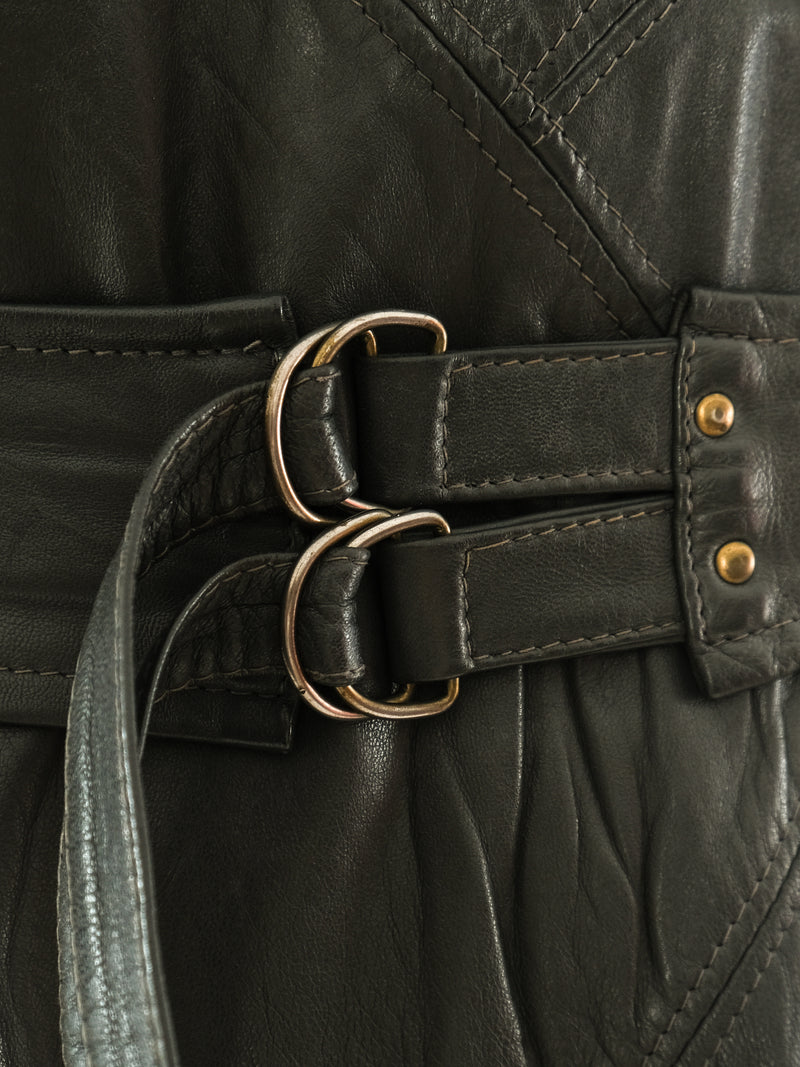 1980's Zip Accented Leather Dress Dress arcadeshops.com