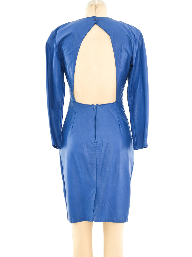 Cobalt Blue Leather Mini Dress Dress arcadeshops.com