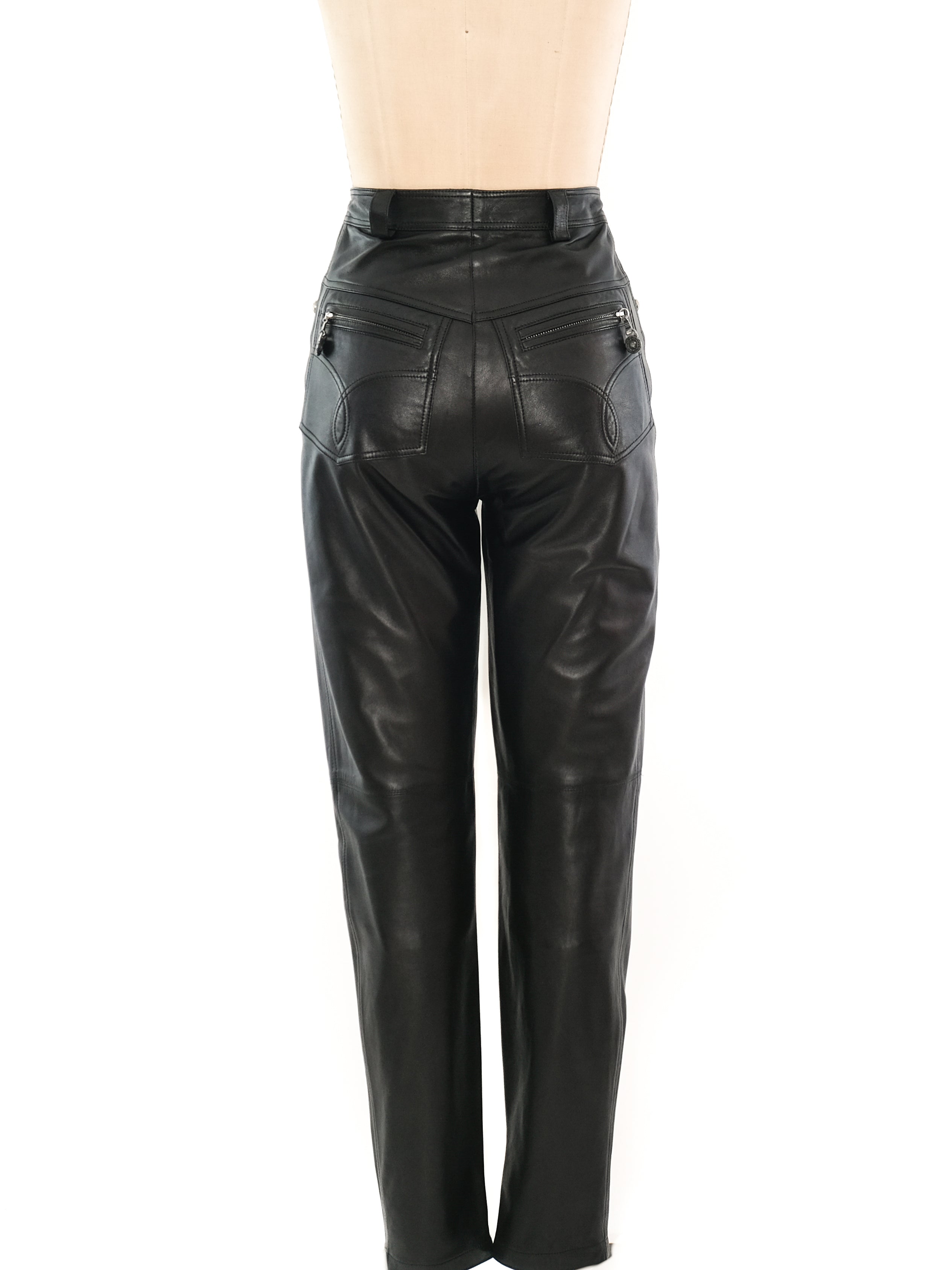 VERSUS VERSACE Leather Pants (Trousers) Black 48 | PLAYFUL