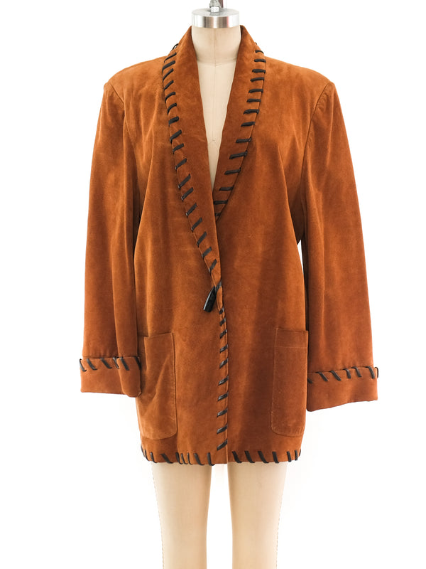 Cognac Suede Whipstitch Jacket Jacket arcadeshops.com