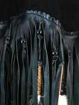 Fringed Leather Jacket with Snakeskin Applique Jacket arcadeshops.com