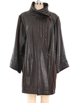 Gucci Chocolate Leather Coat Outerwear arcadeshops.com