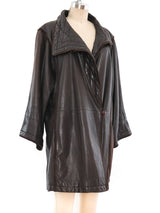 Gucci Chocolate Leather Coat Outerwear arcadeshops.com