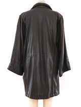 Gucci Chocolate Leather Coat Outerwear arcadeshops.com