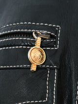 Gianni Versace Lamb Fur Trimmed Leather Jacket Jacket arcadeshops.com
