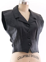 Mesh Paneled Black Leather Vest Jacket arcadeshops.com