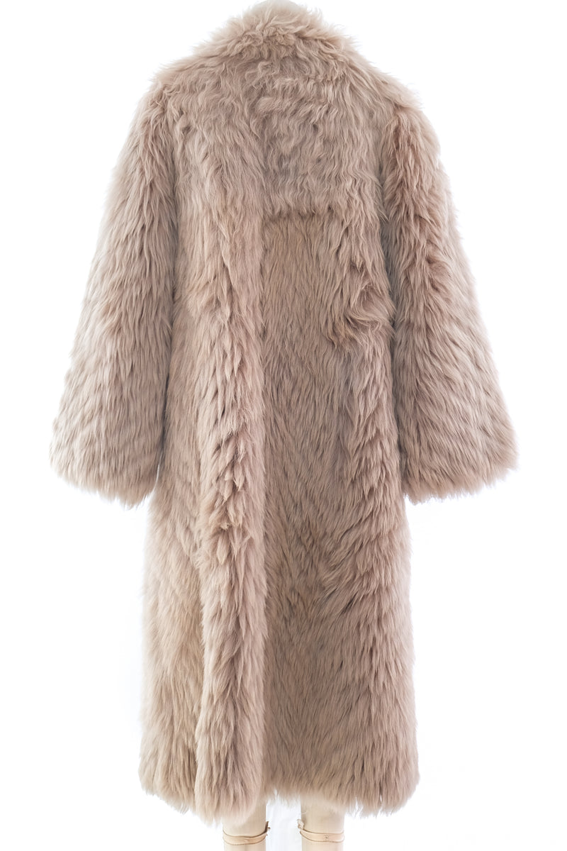 Beige Chevron Shearling Coat Outerwear arcadeshops.com