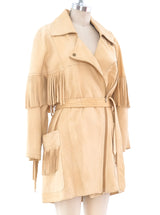 Cream Fringed Suede Jacket Jacket arcadeshops.com