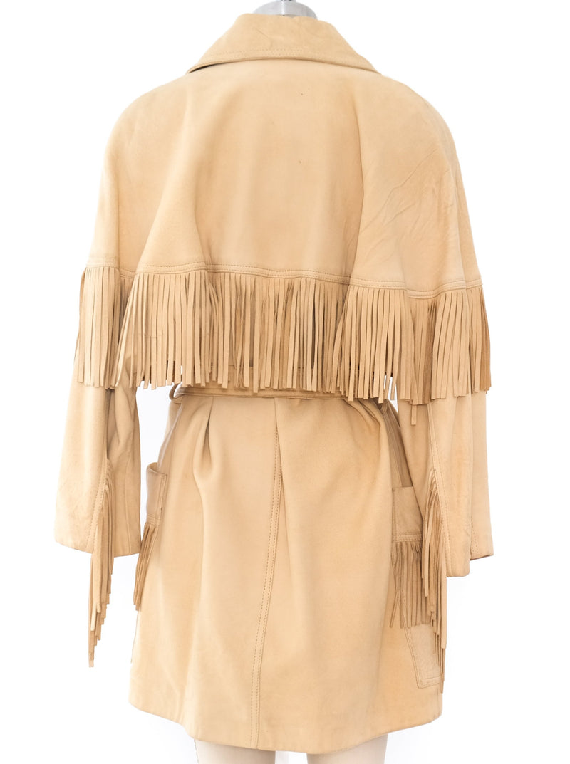 Cream Fringed Suede Jacket Jacket arcadeshops.com