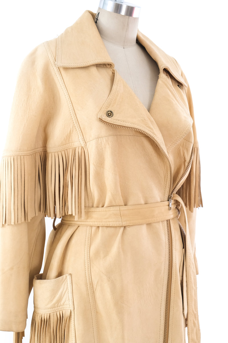 Cream Fringed Suede Jacket Jacket arcadeshops.com