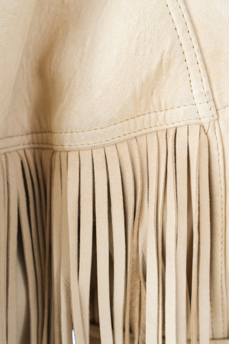 Cream Fringed Suede Jacket Jacket arcadeshops.com