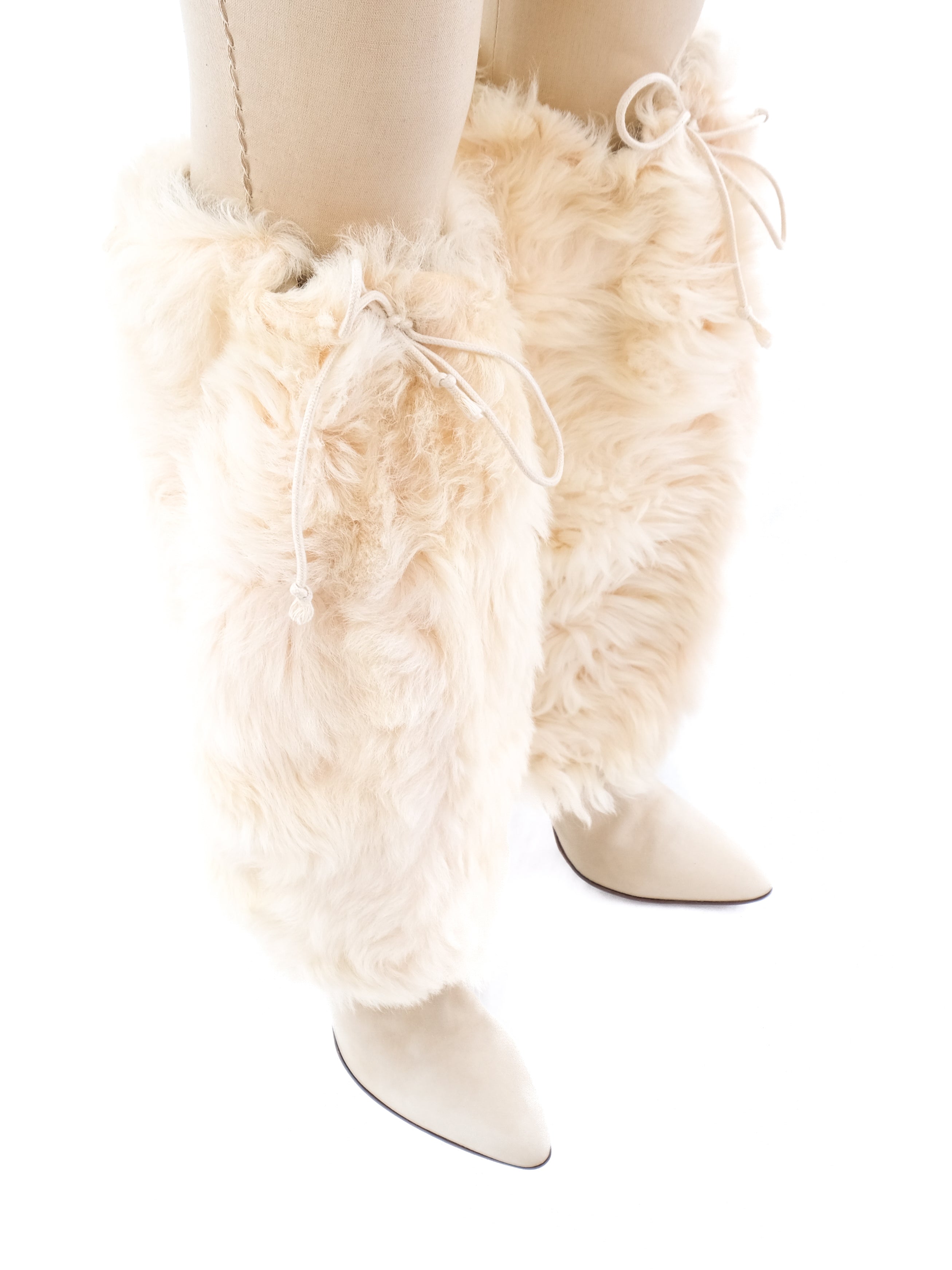 Helmut Lang Fur Trimmed Stiletto Boots