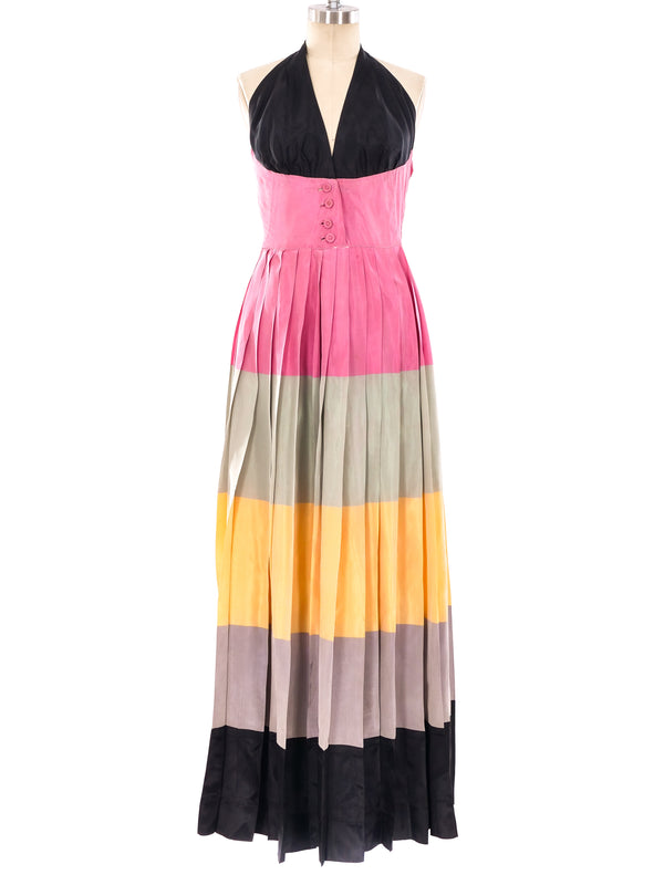 1940's Striped Taffeta Halter Dress Dress arcadeshops.com