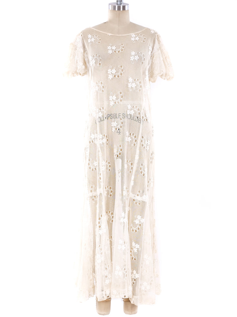1920's Floral Embroidered Net Dress Dress arcadeshops.com