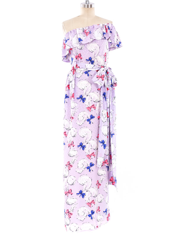 Yves Saint Laurent Bow Printed One Shoulder Dress Dress arcadeshops.com