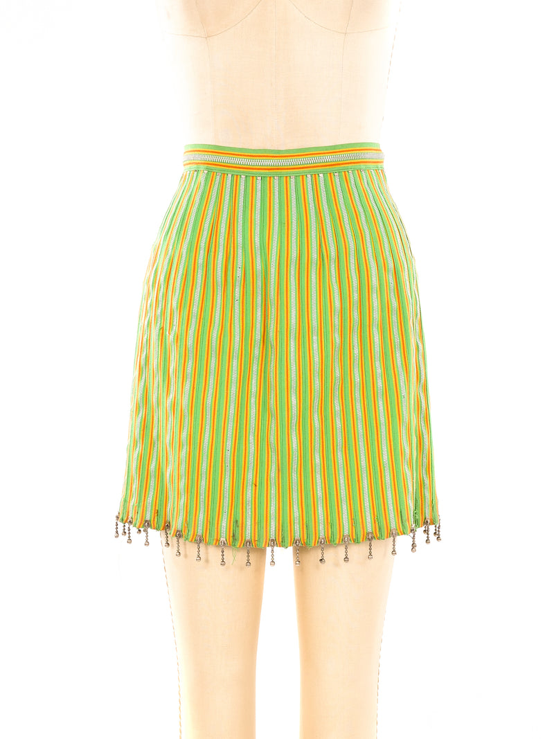 Striped Zipper Mini Skirt Bottom arcadeshops.com