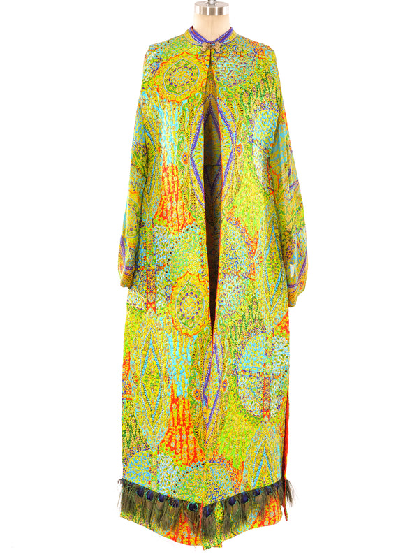 Tina Leser Peacock Feather Trimmed Paisley Ensemble Suit arcadeshops.com