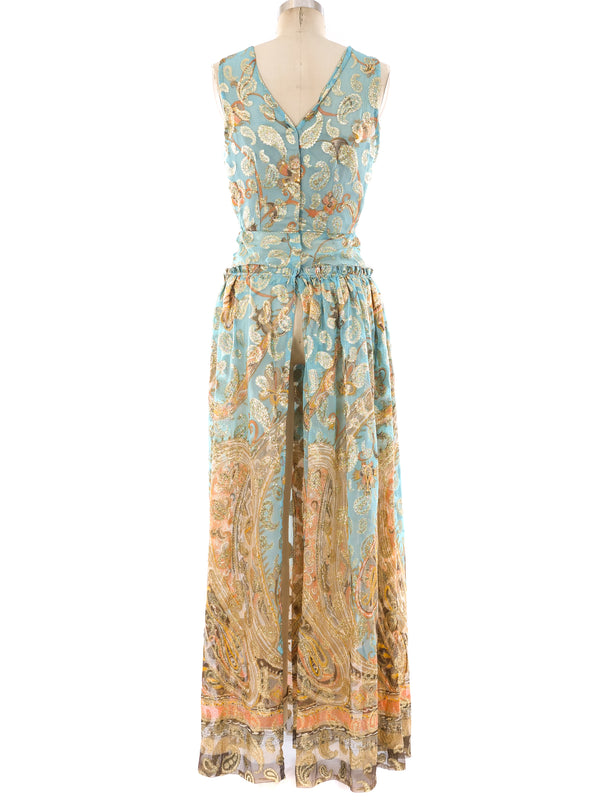 Oscar de la Renta Paisley Jacquard Chiffon Dress Dress arcadeshops.com