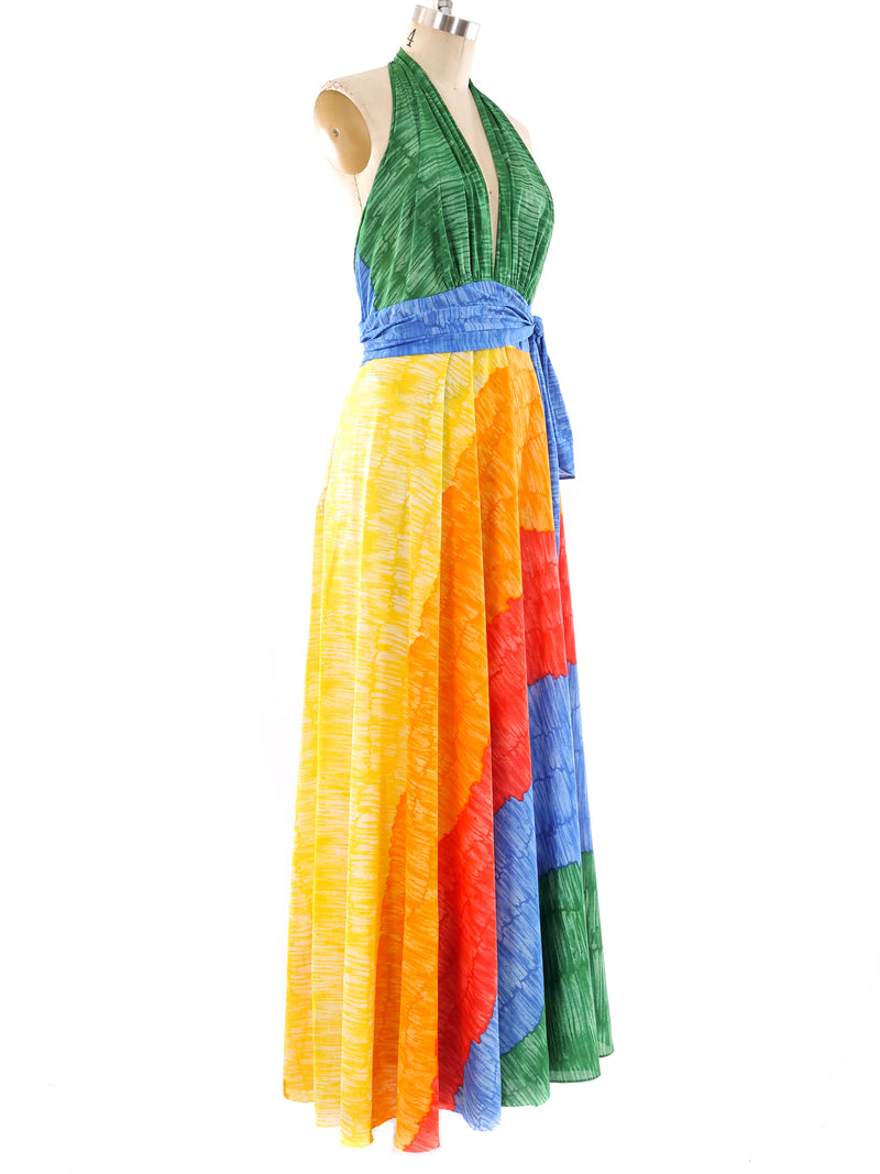 Rainbow Printed Halter Dress Dress arcadeshops.com