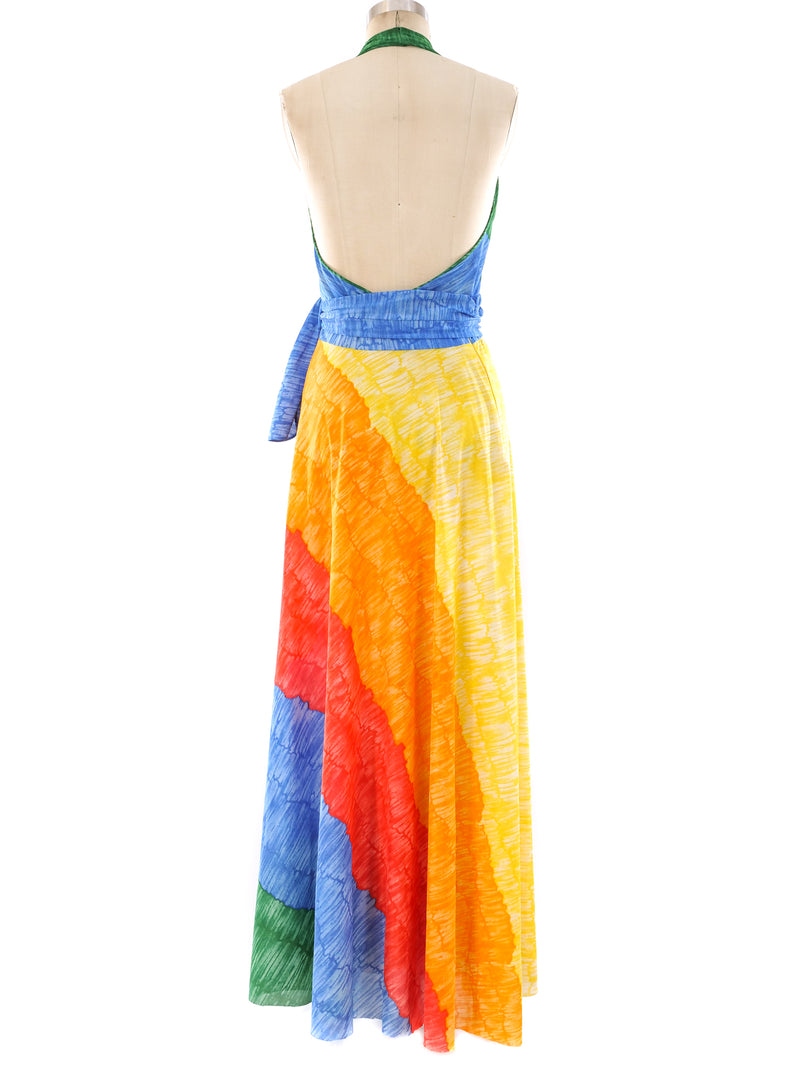 Rainbow Printed Halter Dress Dress arcadeshops.com
