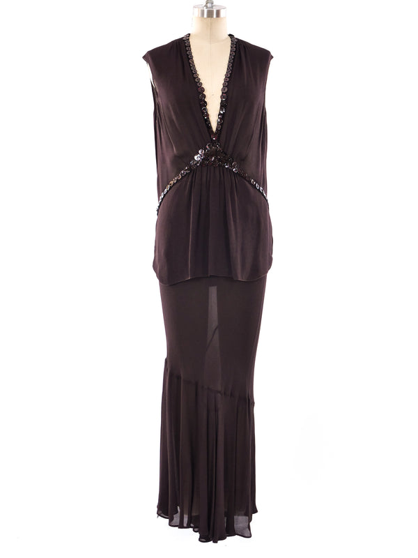 Jean Paul Gaultier Button Embellished Chiffon Ensemble Suit arcadeshops.com