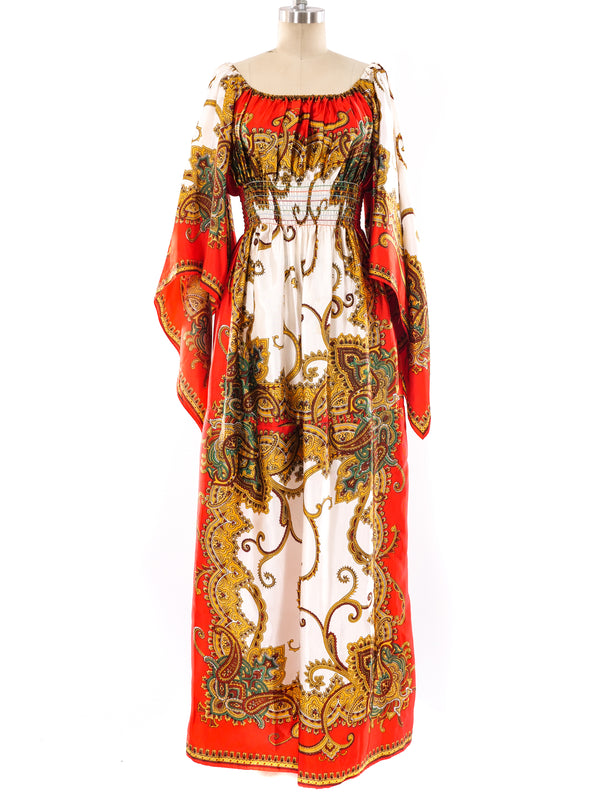 Paisley Printed Angel Sleeve Maxi Dress Dress arcadeshops.com