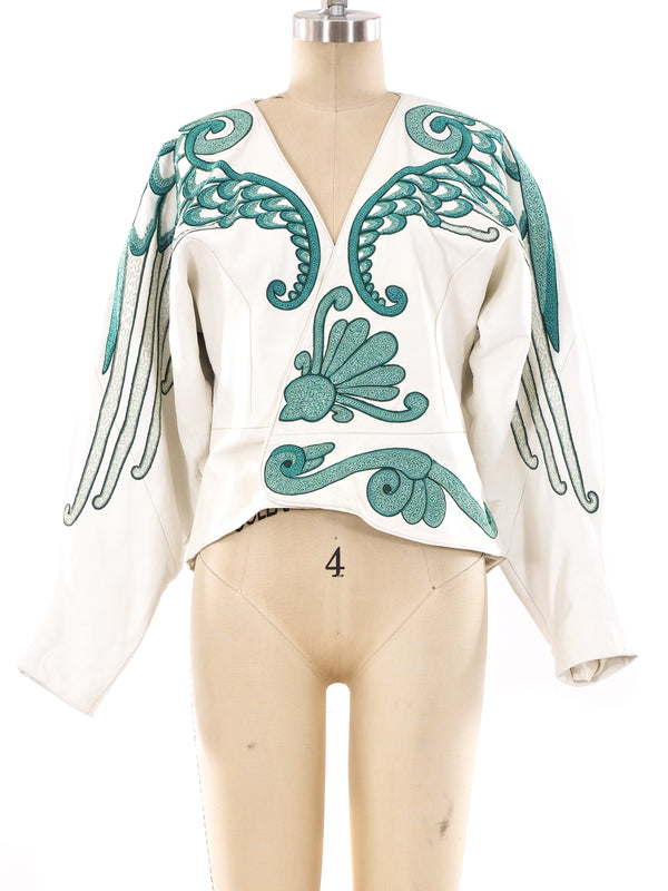 Jitrois Feather Applique Leather Jacket Jacket arcadeshops.com