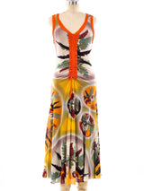 Jean Paul Gaultier Bird Printed Mesh Tank Dress Dress arcadeshops.com