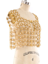Faux Pearl Embellished Chainmail Vest Top arcadeshops.com