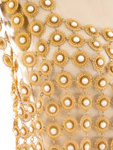 Faux Pearl Embellished Chainmail Vest Top arcadeshops.com