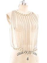 Pearl Bead Accented Chain Body Jewelry Top arcadeshops.com