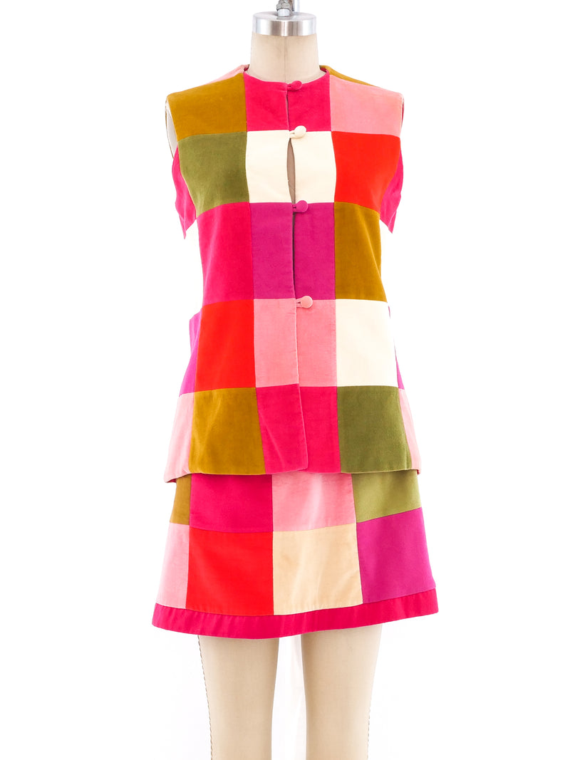Patchwork Velvet Skirt Ensemble Suit arcadeshops.com
