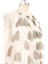 Abstracted Floral Ivory Chiffon Gown Dress arcadeshops.com