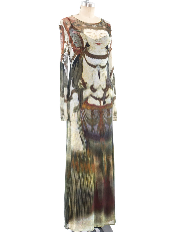 Vivienne Tam Buddha Printed Net Maxi Dress Dress arcadeshops.com