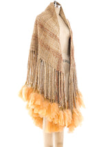 Feather Trimmed Tapestry Shawl Jacket arcadeshops.com