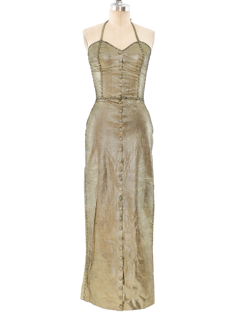 Metallic Gold Leather Maxi Dress Dress arcadeshops.com