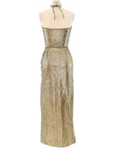 Metallic Gold Leather Maxi Dress Dress arcadeshops.com