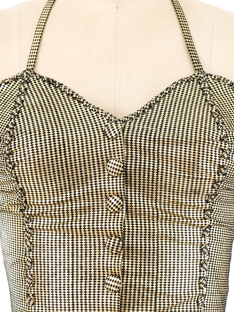 Metallic Gold Leather Maxi Dress Dress arcadeshops.com