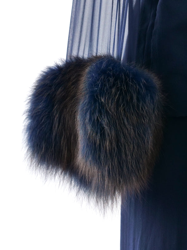 Bill Blass Fur Trimmed Chiffon Ensemble Dress arcadeshops.com