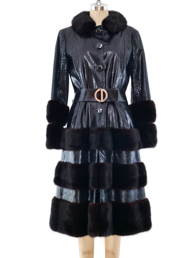 Christian Dior Fur Trimmed Snakeskin Coat Outerwear arcadeshops.com