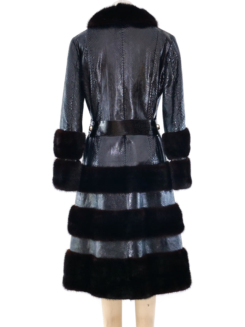 Christian Dior Fur Trimmed Snakeskin Coat Outerwear arcadeshops.com