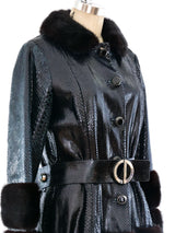 Christian Dior Fur Trimmed Snakeskin Coat Outerwear arcadeshops.com