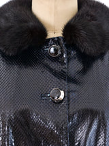 Christian Dior Fur Trimmed Snakeskin Coat Outerwear arcadeshops.com