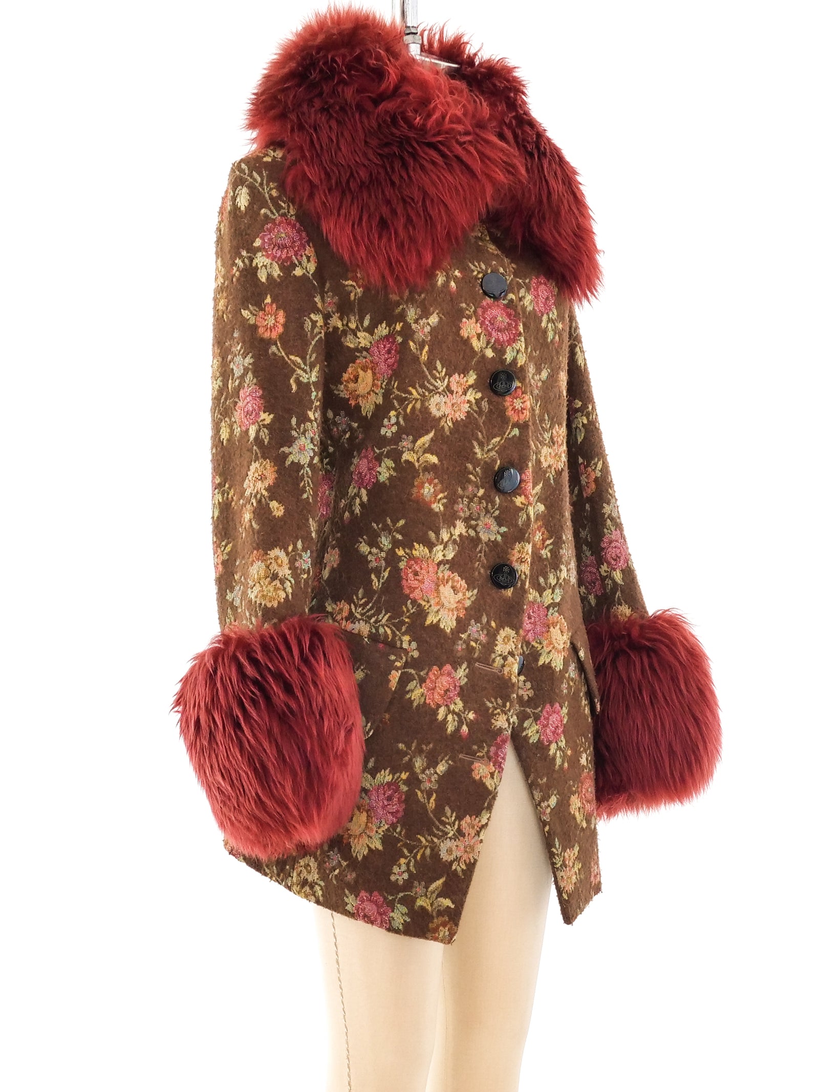 Vivienne Westwood Vegan Fur Trimmed Coat