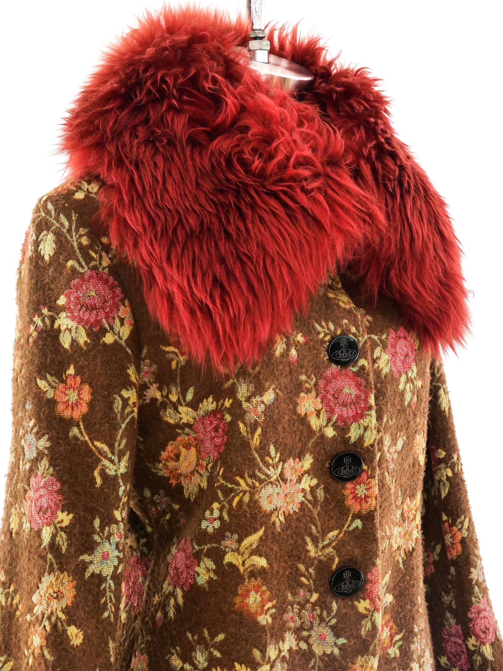 Vivienne Westwood Vegan Fur Trimmed Coat
