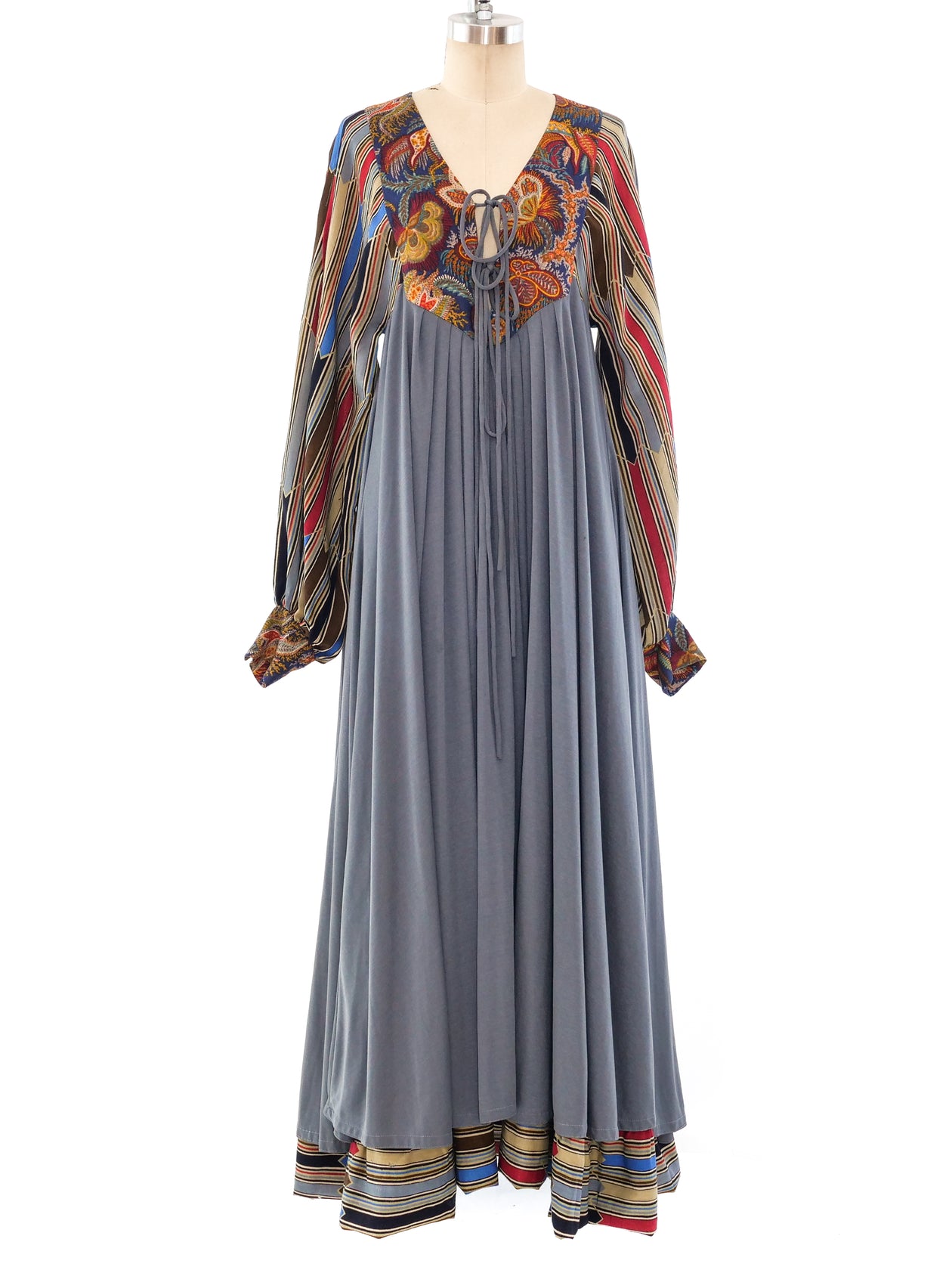 grey peasant dress Patchwork Peasant Dress