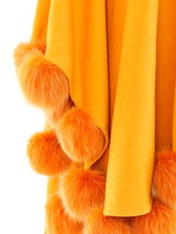 Fur Pom Pom Embellished Wool Shawl Jacket arcadeshops.com