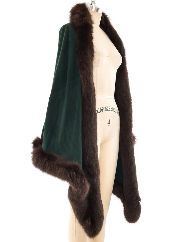 Oscar de la Renta Sable Trimmed Suede Shawl Jacket arcadeshops.com