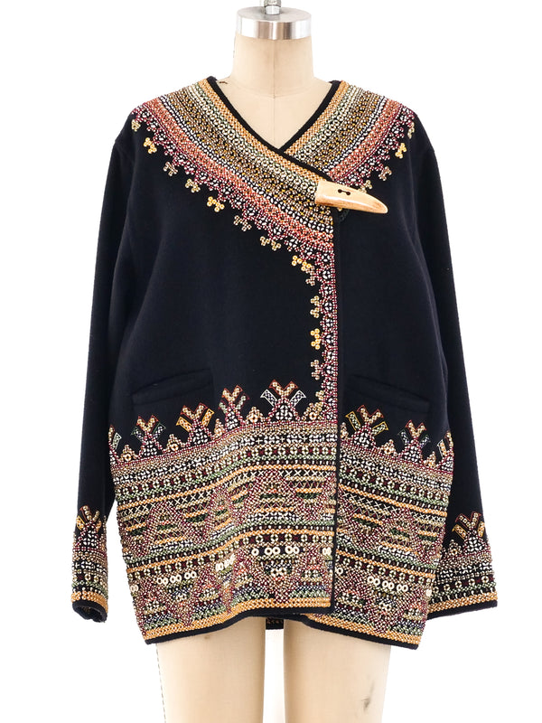Oscar de la Renta Embellished Wrap Jacket Jacket arcadeshops.com