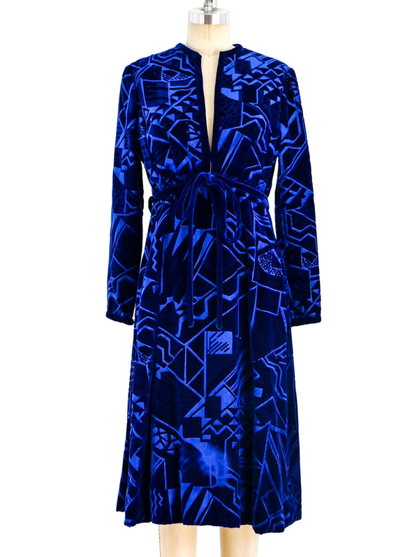 Malcolm Starr Blue Velvet Deco Inspired Dress Dress arcadeshops.com